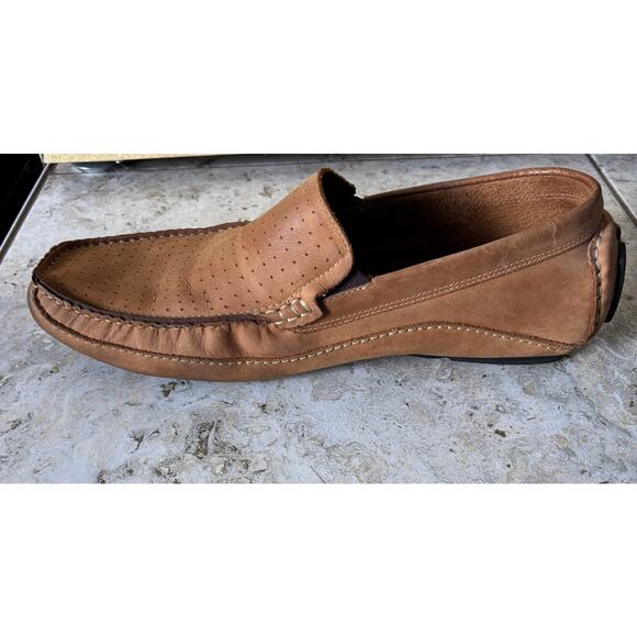 Mens Clarks Brown Perforated Leather Driving Sole Heel Moccasins Loafer Shoe 12M main image 6